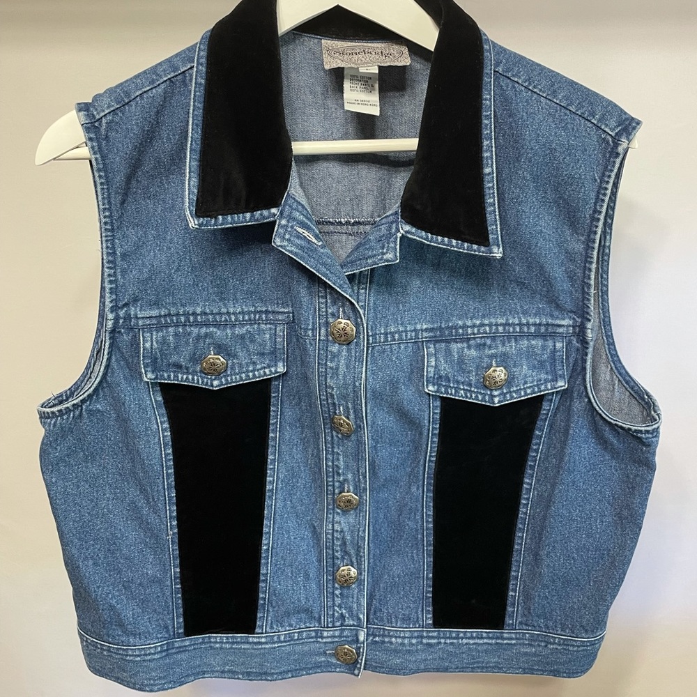 Denim Vest with Velvet, Size Large